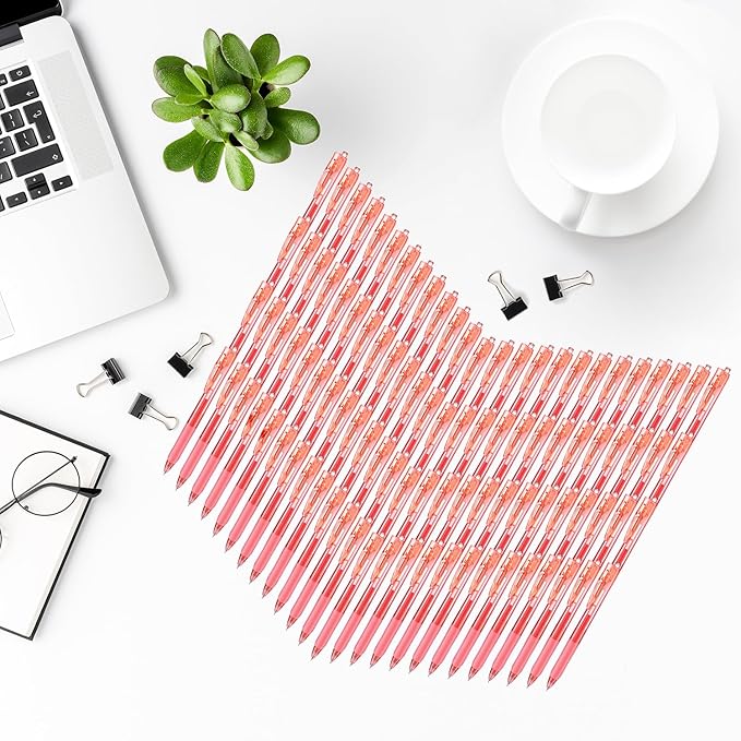 Aozora Gel Pens Fine Point Smooth Writing Pens Retractable Pens 0.5mm Quick Dry Office School Supplies (Red-100pack)