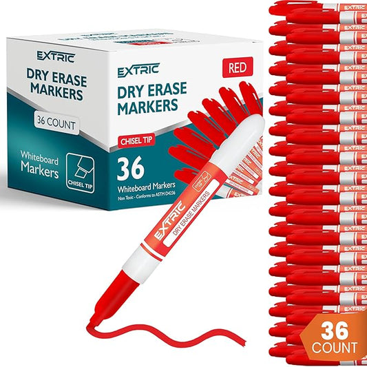 Red Dry Erase Markers, 36 Count Whiteboard Markers Chisel Tip, Bulk Classroom White Board Marker Dry Erase, Low Odor Chisel Tip Erasable Markers