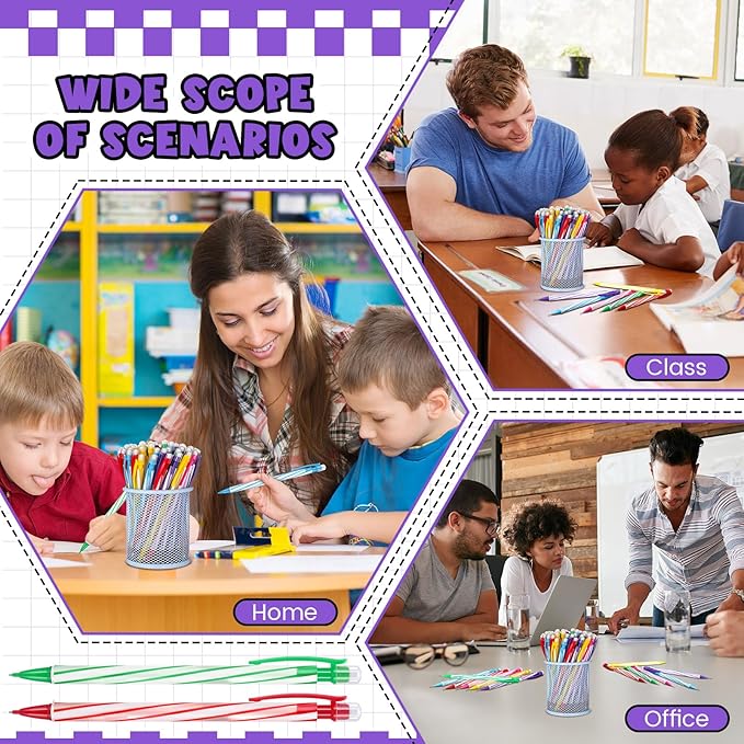 Colarr 200 Pcs Back to School 0. 7mm Mechanical Pencils with Eraser Bulk Colorful Cute Inkless Mechanical Pencils for Office Classroom School Student Writing Drawing Sketching(Stylish Style)