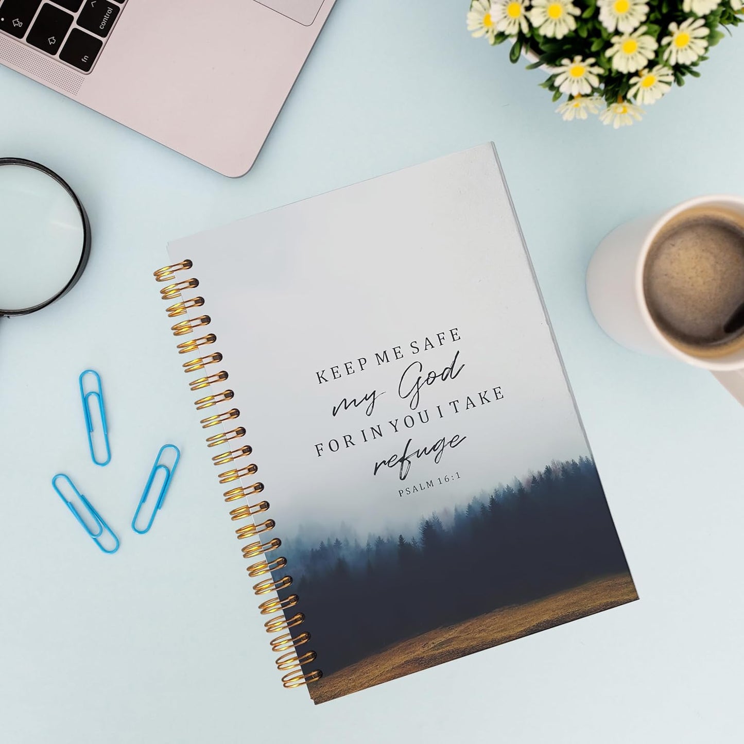 VNWEK Christian Bible Notebook Journal - Christian Gifts for Women Men Faith, Christian Journals for Writing Women, Scripture Journal, Notebook Spiral Bound with, PSALM 16:1 Writing Pads