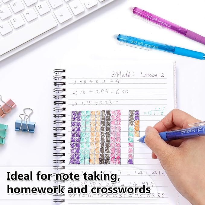 Vanstek 22 Colors Retractable Erasable Gel Pens Clicker, Fine Point(0.7), Make Mistakes Disappear, Premium Comfort Grip for Drawing Writing Planner and Crossword Puzzles