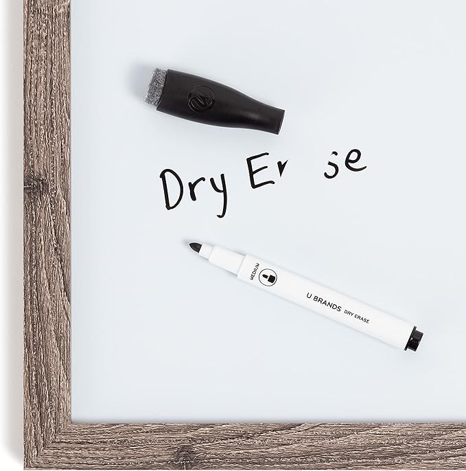 U Brands Fine Tip Dry Erase Markers with Eraser, Magnetic Whiteboard Markers, Low Odor, Assorted Bright Colors, Set of 12 (Pack of 2)