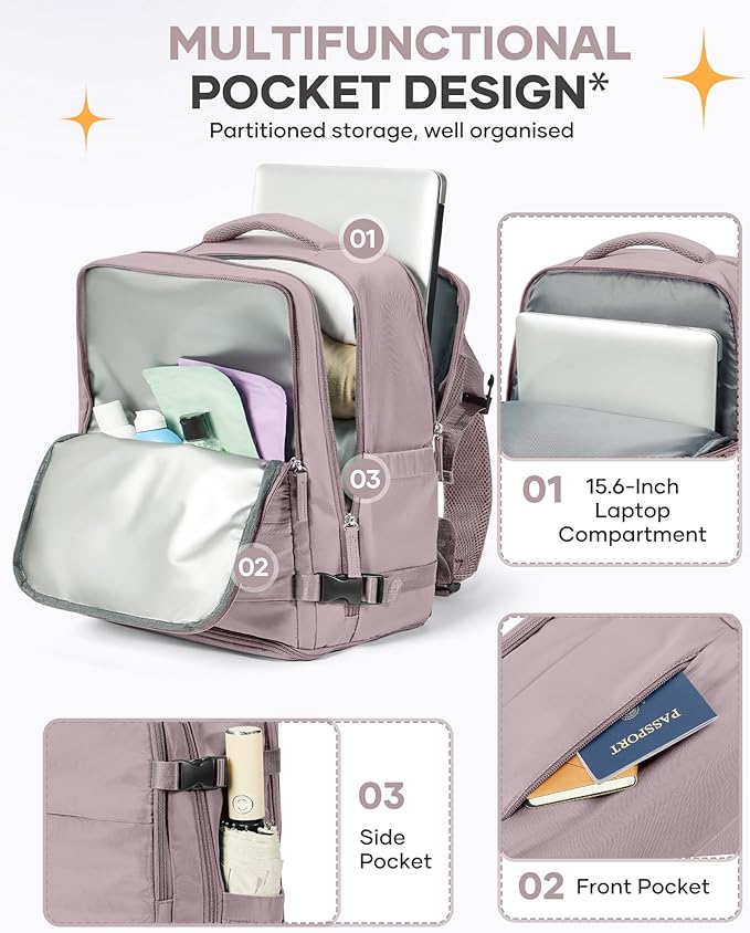 Travel Backpack Carry On Flight Aapproved Personal Item Travel Bag Mochila De Viaje Travel Backpack For Men Spirit Airlines Personal Item Bag 18x14x8 Carry On Backpack For Airplanes Lotus Root Pink