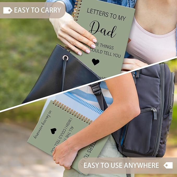 Memorial Gifts for Loss of Dad Grief Notebook Journal, Letters to My Dad in Heaven Journal, Sympathy Notebooks Gifts for Loss of Dad Father, In Loving Memory Sympathy Gifts, 6x8.2In（Green）