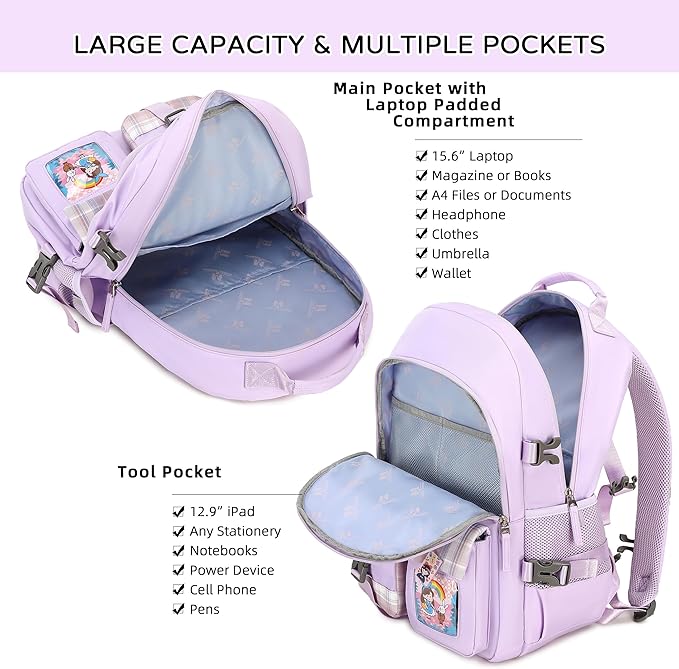 Hey Yoo Cute Backpack for School Backpack for Girls Backpack with Lunch Box Bookbag Set Kids Backpacks for Teen Girls