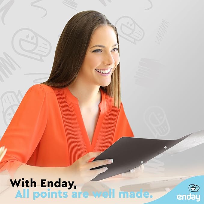 Black Paper Folders with Pockets (100 Pack) - Letter Size Two Pocket Folder Bulk, Premium Quality, Portfolio - by Enday