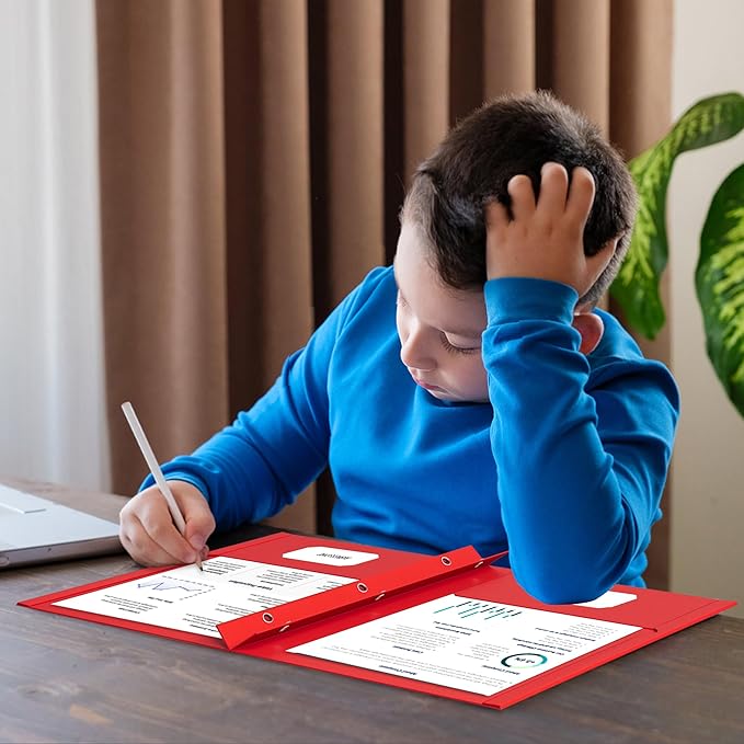 HABGP 50 Pack Two Pocket Folder with Prongs, Paper Folders with Pockets and Business Card Holder, Folders with Pocket Fit Letter Size, Organizing Papers in School, Office & Business 5 Color 10 Set