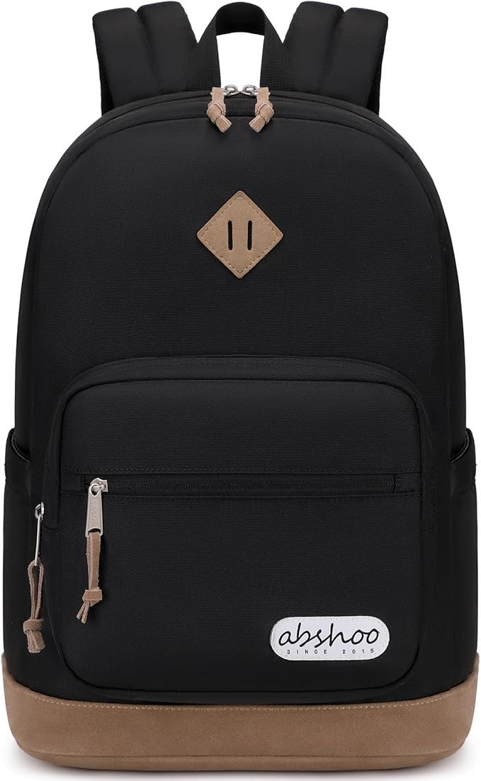 abshoo Classic Backpack for School College Bookbag Middle High School Bakcpacks for Teen Casual Daypack (Black)