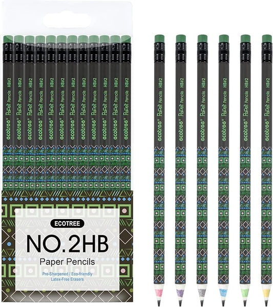 ECOTREE Pencils #2 Pre-Sharpened Pencils for Kids Number 2 Pencil with Erasers for School, Writing, 12 Count