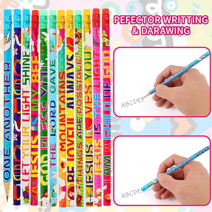 Kolewo4ever 200 Pieces Bible Verses Pencils Religious Pencil Christian Pencil with Inspirational Scripture for Students Teacher Classroom Religious School Supplies,20 styles