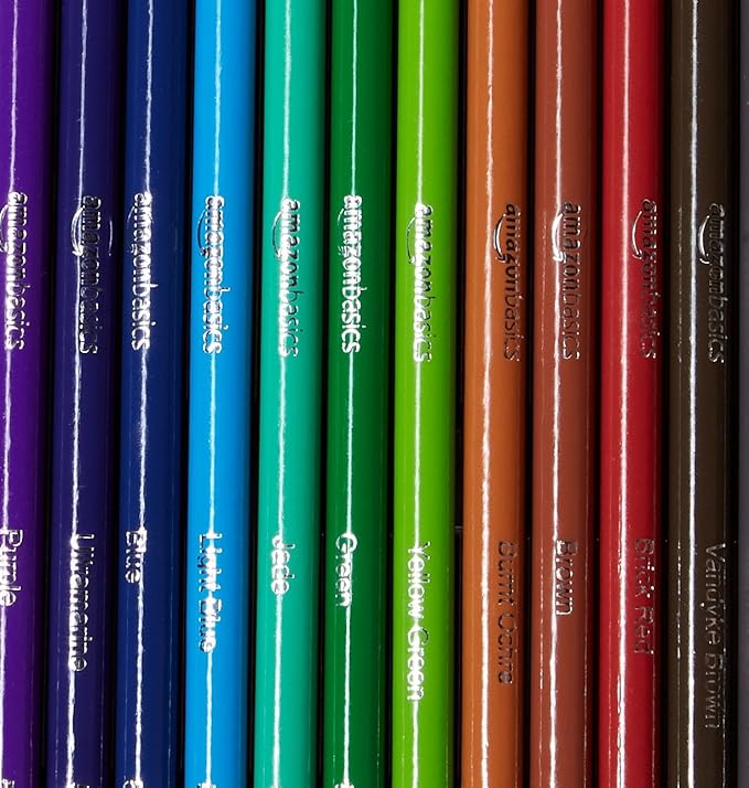 Amazon Basics Colored Pencils for Coloring and Drawing, Premium, Soft Core, Back to School Supplies, 24 Count (Pack of 1), Multicolor