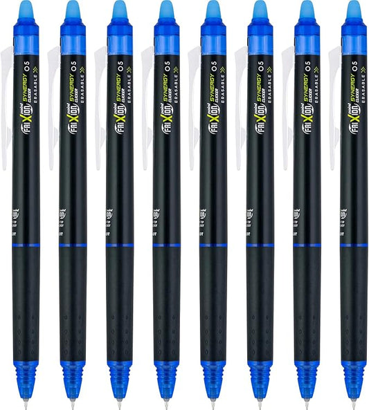 PILOT FriXion Synergy Clicker Erasable Gel Ink Pens, Extra Fine Point, Blue Ink, 8-pack (17849)