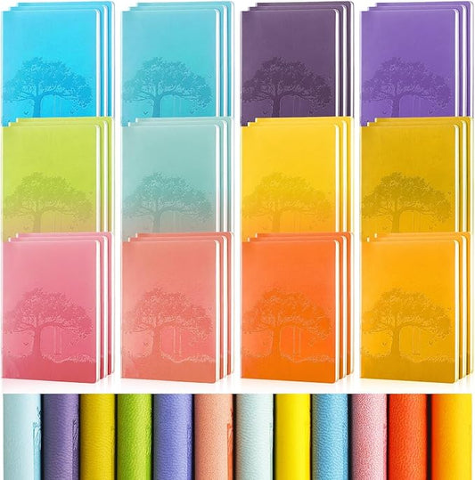 TaoBary 36 Pcs A6 PU Leather Journals Notebook Bulk Colorful Tree Life Lined Journal Soft Leather Cover Ruled Writing Notebook for Writing Office School Home Business 128 Pages (Fresh Color)