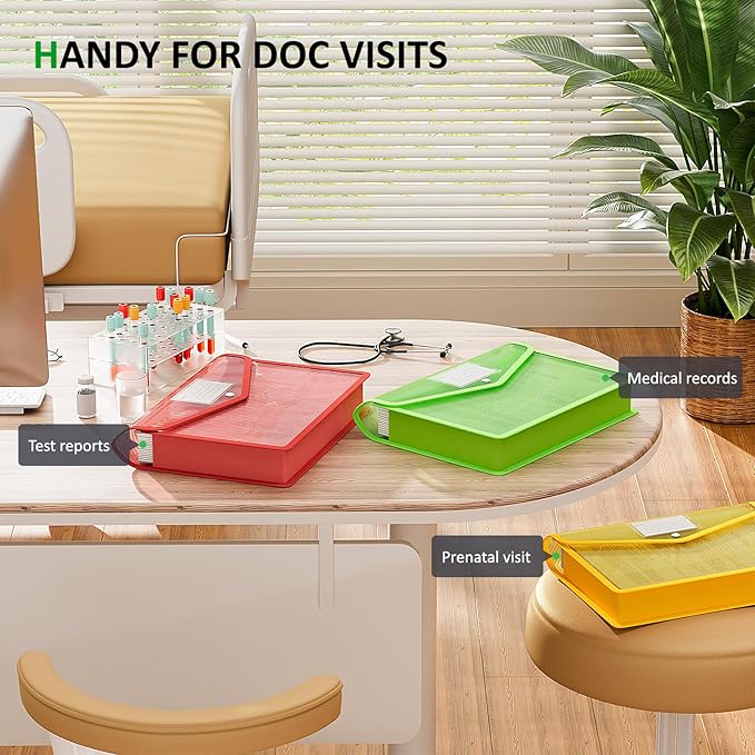 ThinkTex Plastic Expanding File Folder, Transparent envelopes with Snap Closure,No Dividers,Large Capacity,Document Organizer for Receipts, Bills&Taxes,Letter/A4 Size for School/Office/Home-3 Pack