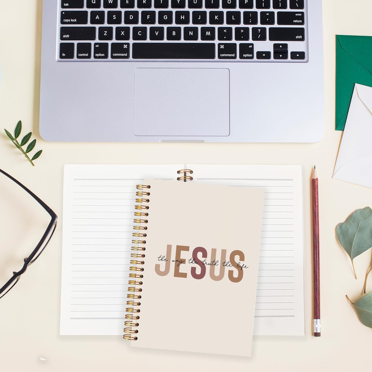 BearCake Boho Christian Notebook Journal, Christian Gifts for Women, Bible Notebooks for Note Taking, Bible Journaling Notebook, Jesus the Way the Truth the Life Hardcover Spiral Notebook 5.5x8.3