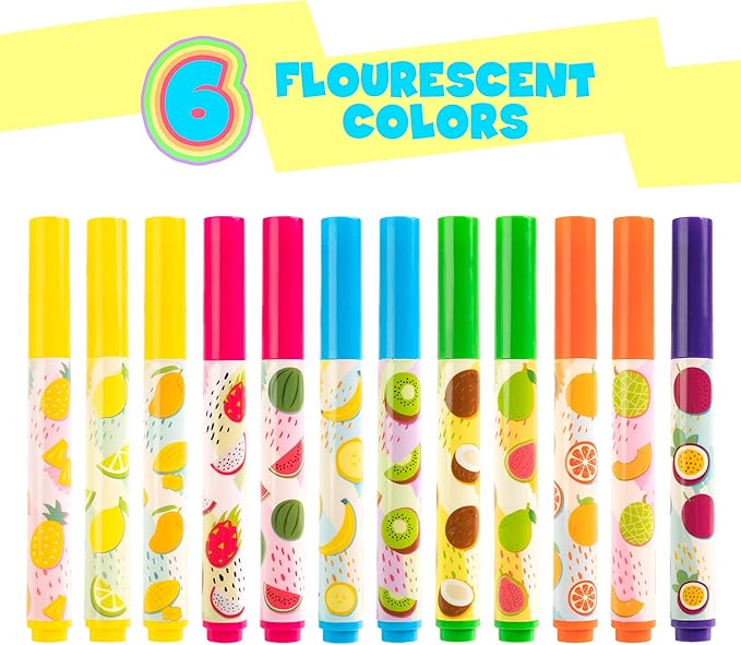 Smarkers - Washable Patented Gourmet Scented Highlighters, 6 Colors, Large Chisel Tip, 12 Count