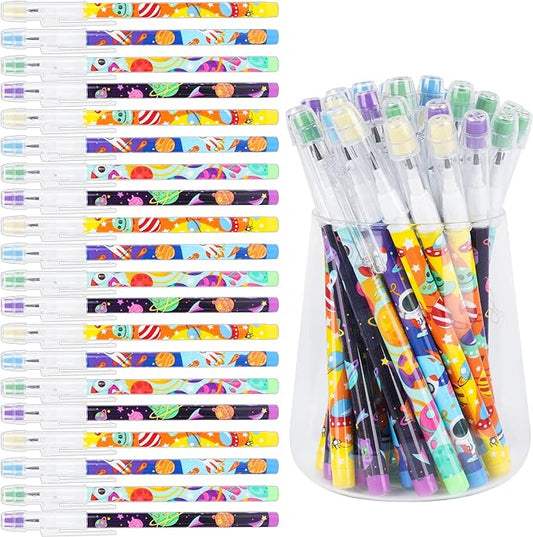 Kolewo4ever 48 Pieces Space MultiPoint Pencils Fun Astronaut Pencils Planet Rocket Space Ship Pencils Non Sharpening Pop up Pencil for Classrooms, Student Reward, Space Party Favors