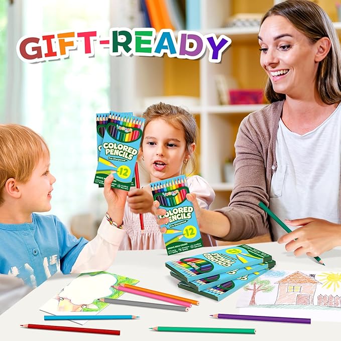 528 Count Colored Pencils Bulk, 12 Assorted Colors, 44 Packs Pre-sharpened Coloring Pencils Set for Kids and Adult, Teachers Essential Classroom Prizes, Back to School Supplies (528)