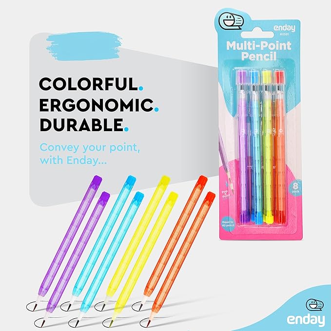 Emraw No 2 HB Pencils Multipoint Non-Sharpening Stackable Pencil with Matching Eraser (Pack of 16) - for Kids, Students, Teachers, Office