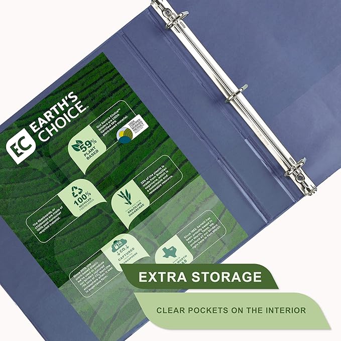 Samsill Plant-Based 1 Inch Durable D-Ring, Made in USA, View Binder, Eco-Friendly, USDA Certified Biobased, 4 Pack, Boho Assortment