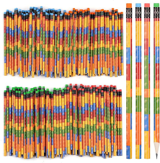 Kolewo4ever 100 Pieces Building Block Wood Pencils Colorful Round Pencils with Top Erasers Kids Birthday Goody Bag Bulk Filler for Exams, School, Office, Sketching Learning Activities
