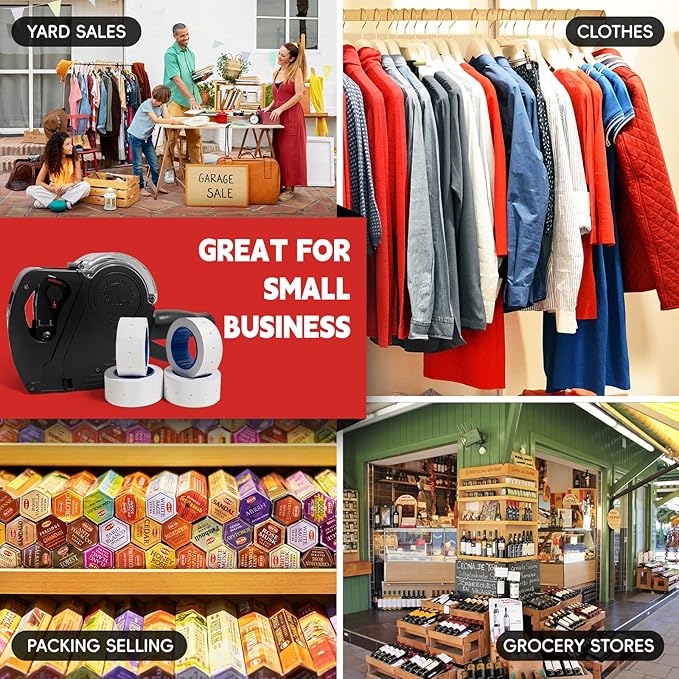 1 Line Price Gun & 8 Characters Price Tag Gun Black Pricing Gun Kit – Includes 5,000 Blank White Price Labels, 2 Ink Rollers, 1 Ink roll pre-Loaded