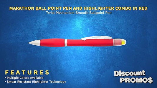 DISCOUNT PROMOS 10 Marathon Gel Highlighter Pens Pack - Twist Mechanism, Ballpoint - Red