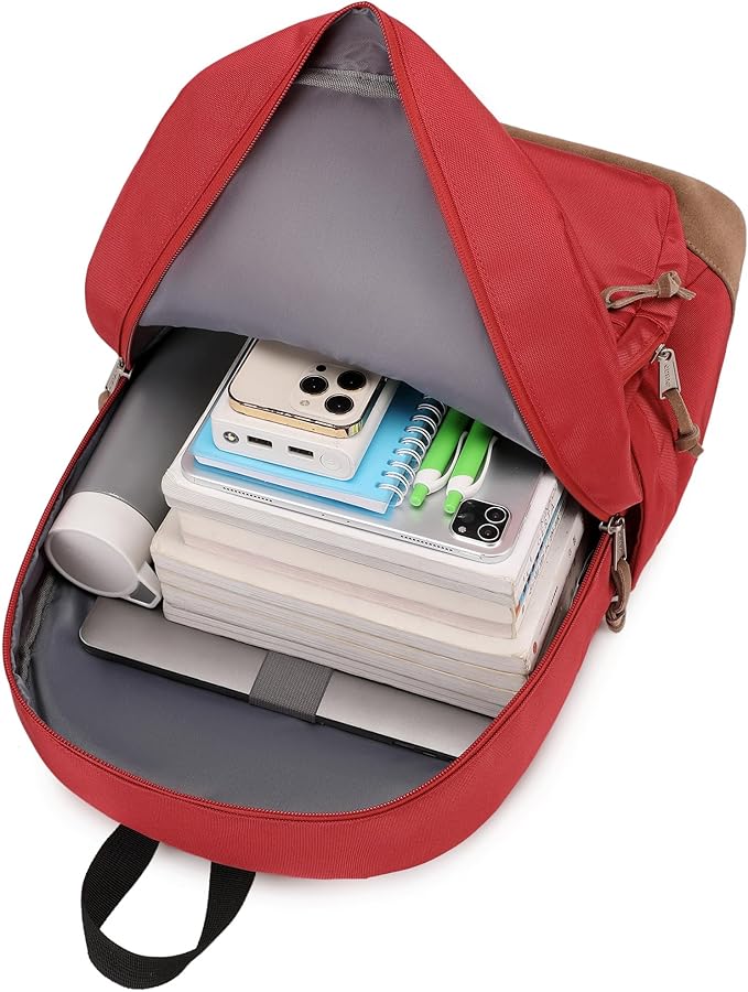 abshoo Classic Backpack for School College Bookbag Middle High School Bakcpacks for Teen Casual Daypack (Red)