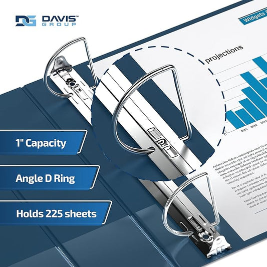 Premium Economy 6-Pack 3-Ring Binders for School or Office, D-Ring Binders, 1 Inch, Navy Blue