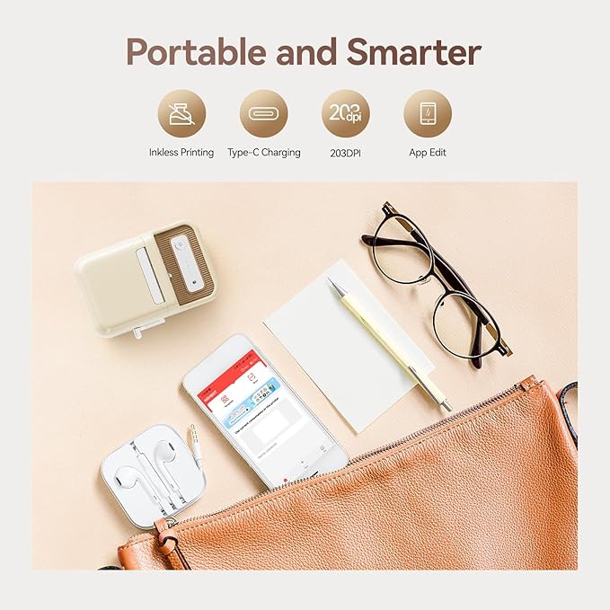 NIIMBOT B21 Label Maker Machine with Tape 2Inch Portable Sticker Printer Thermal Labeler for Jar Price Address Label for Business Home Office Organization, White