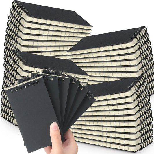 Tenceur 54 Pcs Pocket Notebook Bulk Small 3x5 Inch Spiral Notepads Mini Top Bound Notebook with Lined 120 Pages Ruled Memo Pads for Office College Nurse Essentials Back to School Gift(Black)
