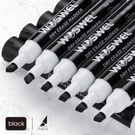 Dry Erase Markers, 60 Bulk Pack, Black Chisel Tip Whiteboard Markers, Chisel Point Low Odor Dry Erase Markers