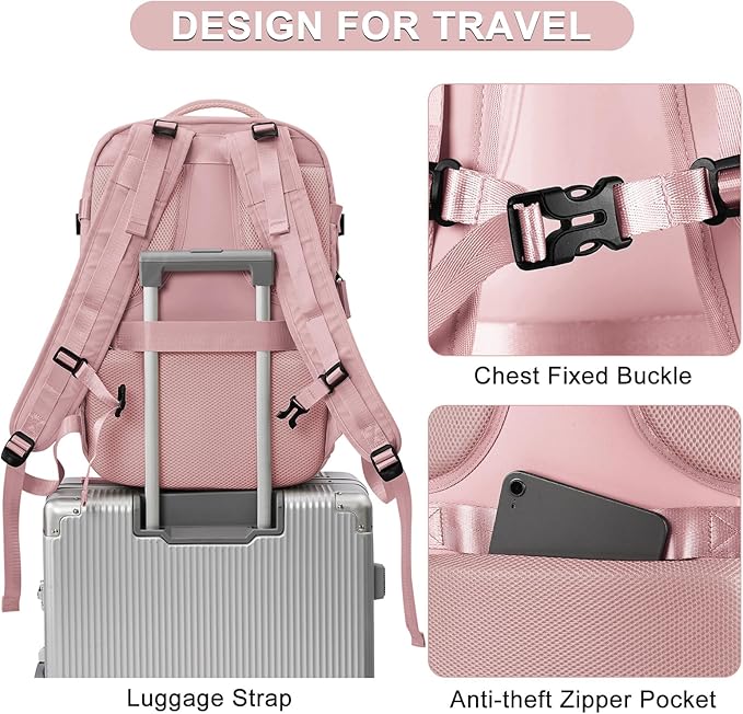 Casual Backpack Traveling Backpack, A-pink, Expandable, Travel Backpacks
