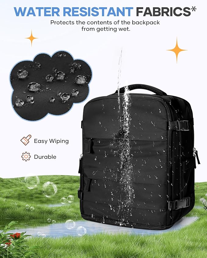 coofay Large Black Travel Backpack Carry on Flight Approved Mochila De Viaje Personal Item Backpack for Airlines Frontier Airlines Personal Item Bag Large Backpacks for Travel Backpacks for Men Women