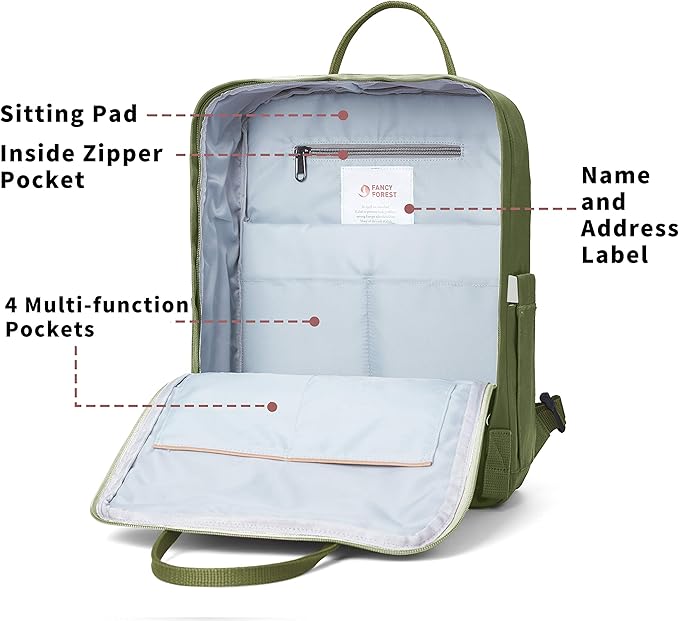 KALIDI Casual Laptop Backpack 15 Inches Classic Camping Rucksack Travel Outdoor Square Daypack College Hiking Gym Bag, Army Green