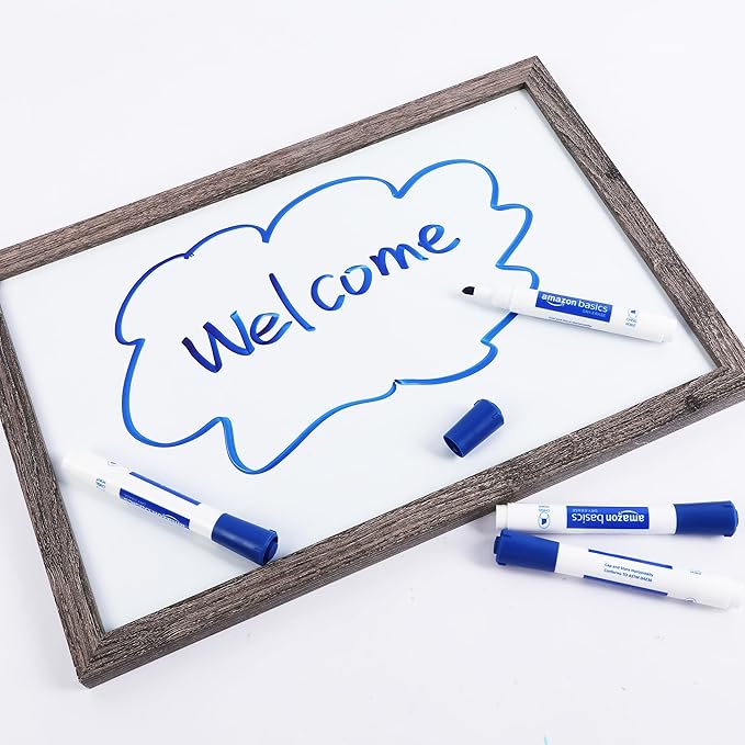 Amazon Basics Dry Erase Markers For Whiteboards, Chisel Tip, Low-Odor, Blue, Pack of 12