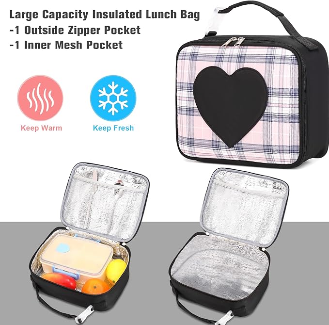 Backpack for Girls - Bookbag Backpacks Schoolbag for Girls Kids Teen Women Casual Travel Daypacks - School Bag Elementary Middle School College Cute Backpack with Lunch Box (Black)