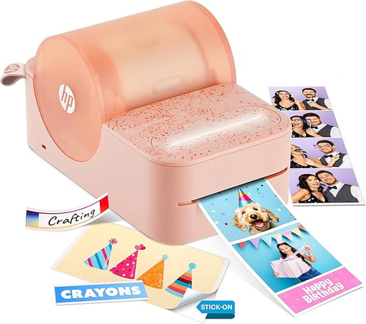 HP Sprocket Panorama Instant Color Label & Smartphone Photo Printer - Portable - Personalize Prints 2” x .5”- 9” on Zink Sticky-Back Photos - Create Photobooth Strips & Custom Designs in App - Pink