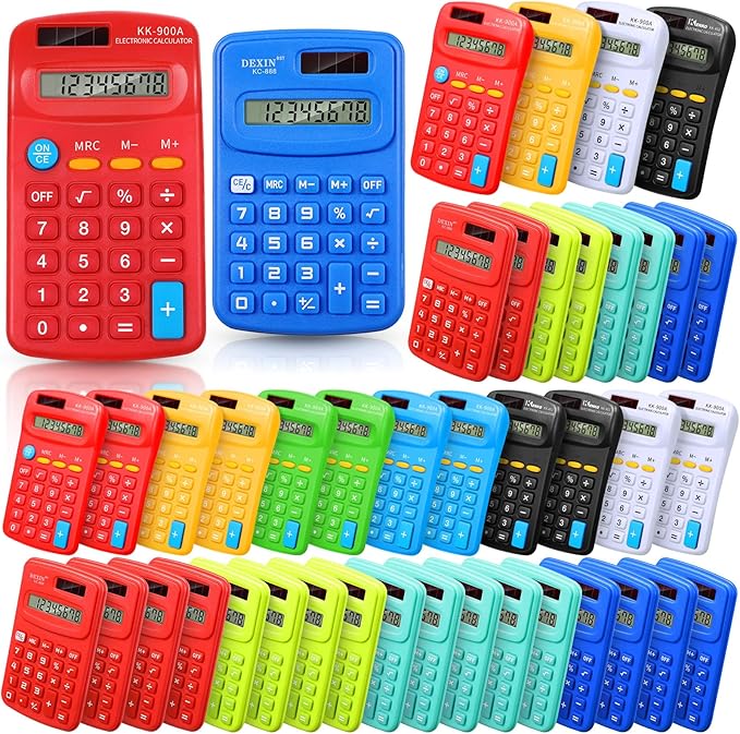 Chumia 50 Pieces Pocket Calculator Bulk Basic Small 4 Function Calculator Battery Powered Handheld Kids Mini Calculators for Students Desktop Primary School Home Office