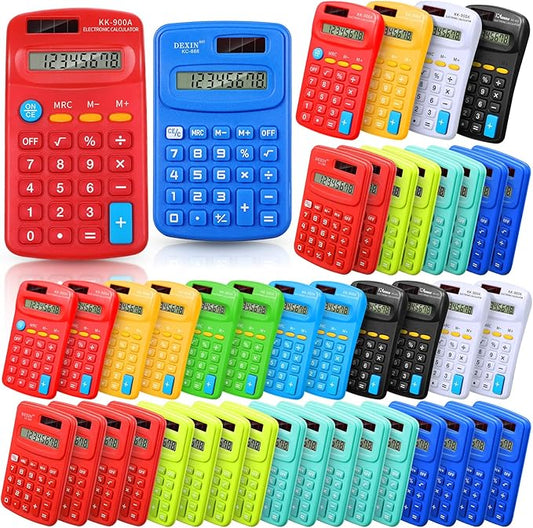 Chumia 50 Pieces Pocket Calculator Bulk Basic Small 4 Function Calculator Battery Powered Handheld Kids Mini Calculators for Students Desktop Primary School Home Office