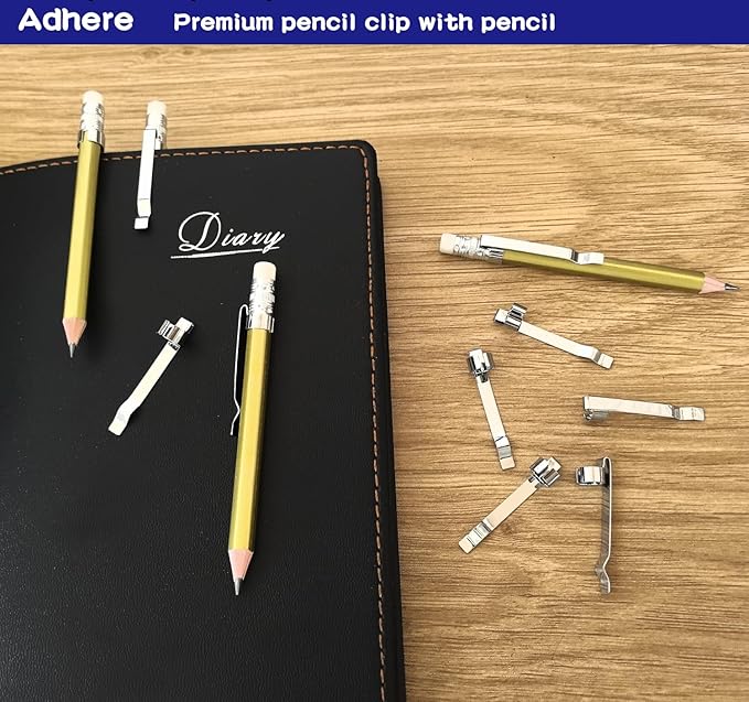 Adhere 12pcs Golf Pencils with eraser Hexagon gold Wooden Pencils Graphite 2B for Golf Event Scoring,Classroom,Wedding,Company Meetings,Pew, Pocket (z-Gold pencil 12pcs + pencil clip 12pcs)