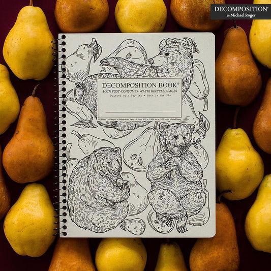 Decomposition Pear Bears College Ruled Spiral Notebooks – 9.75 x 7.5 Journal with 160 Lined Pages – Notebooks for School Supplies, Home & Office – 100% Recycled Paper – Made in USA