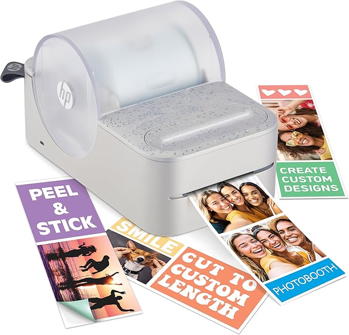 HP Sprocket Panorama Instant Portable Color Printer (White) 2” x .5”- 9” Zink Sticky-Backed Paper -Create Personalize Prints, Photobooth Strips, Labels & Custom Designs in The App
