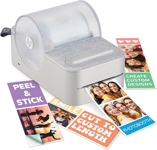 HP Sprocket Panorama Instant Portable Color Printer (White) 2” x .5”- 9” Zink Sticky-Backed Paper -Create Personalize Prints, Photobooth Strips, Labels & Custom Designs in The App