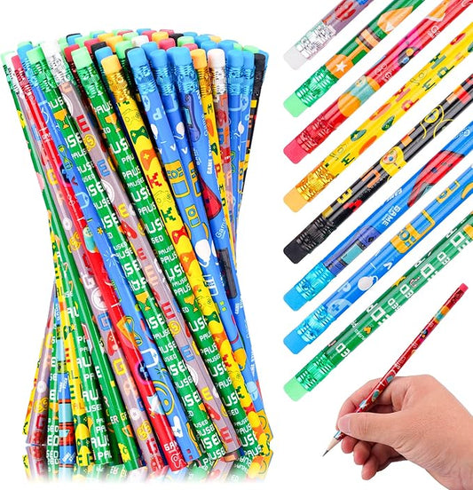 Kolewo4ever 100 Pieces Video Game Themed Pencils Assortment Cylinder Wood Pencils with Various Game Pattern Icons for Party Favors Birthday Party Supplies