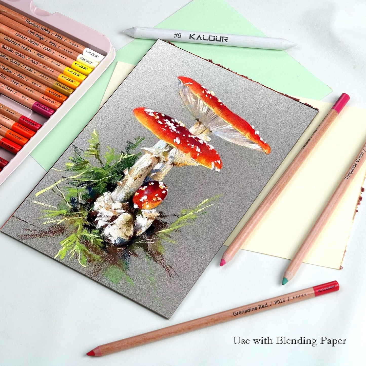 KALOUR Pro Pastel Chalk Colored Pencils,Set of 50 Colors,Color Charcoal Pencils for Drawing Sketching Coloring Shading,Art Supplies for Adults Artists