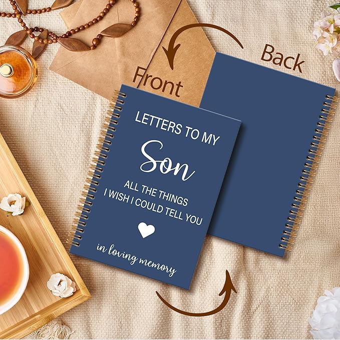 OINDADE Memorial Gifts for Loss of Son Grief Notebook Journal, Letters to My Son in Heaven Journal, Memorial Sympathy Notebooks Gifts for Loss of SonMother, In Loving Memory Sympathy Gifts, 6x8.2In