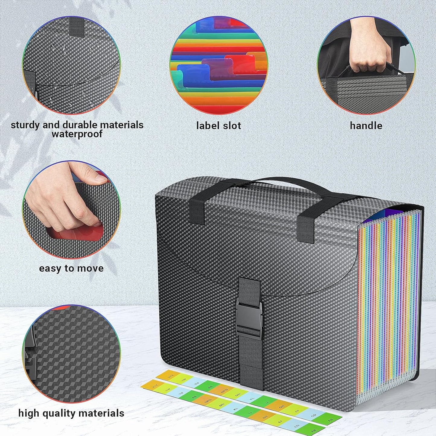 Expanding File Folders with Handle,25 Pockets Accordion File Organizer Expandable,Portable Expandable File Box,Sturdy Accordian Filing Organizer with Tab for Document Paper Bill Receipt,Diamond