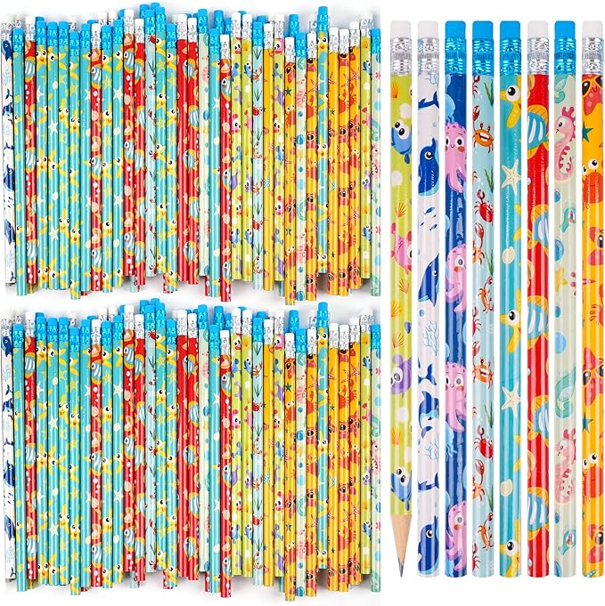 Kolewo4ever 100 Pieces Under The Sea Pencils Ocean Pencil Wood Pencil Oceam Element Sea Themed Pencils for Teachers Classrooms Reward School,Learning Activities