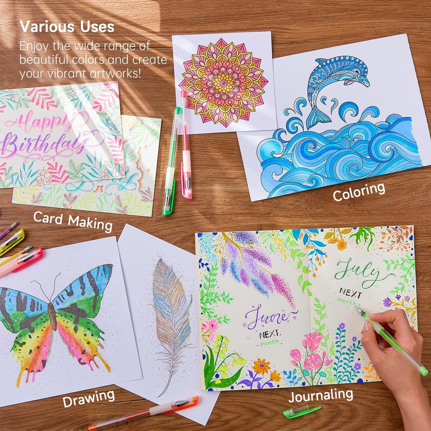 Shuttle Art 260 Pack Gel Pens Set, 130 Colors with 130 Refills for Adults Coloring Books Drawing Crafts Scrapbooking Journaling